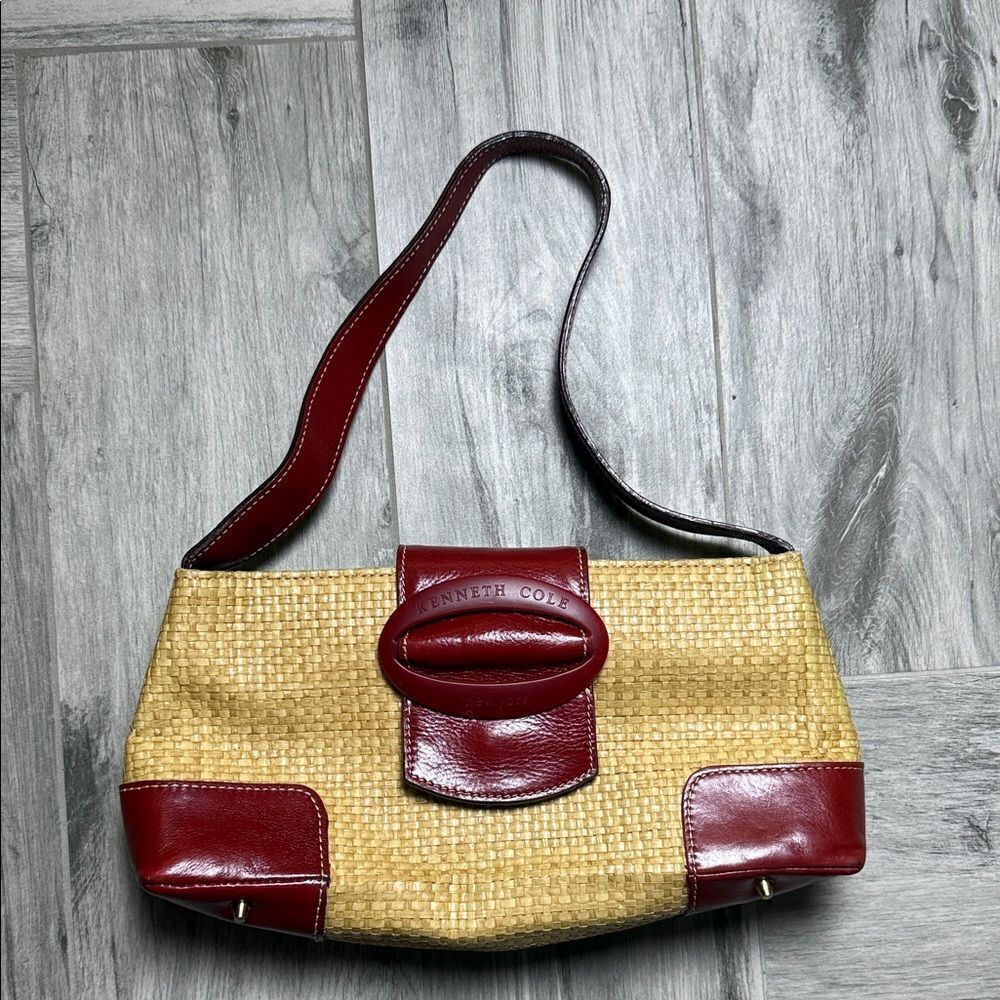 Kenneth Cole Red and Tan Shoulder Bag